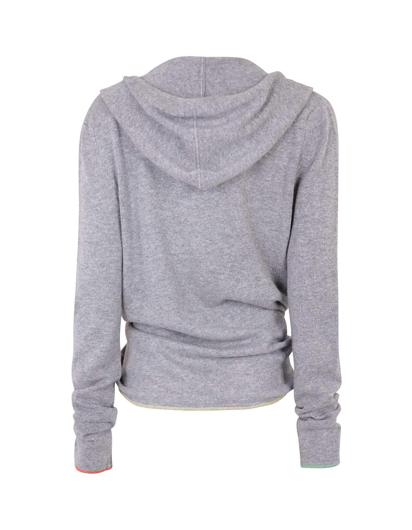 Back view of the malin darlin cashmere tie hoody isolated on white.