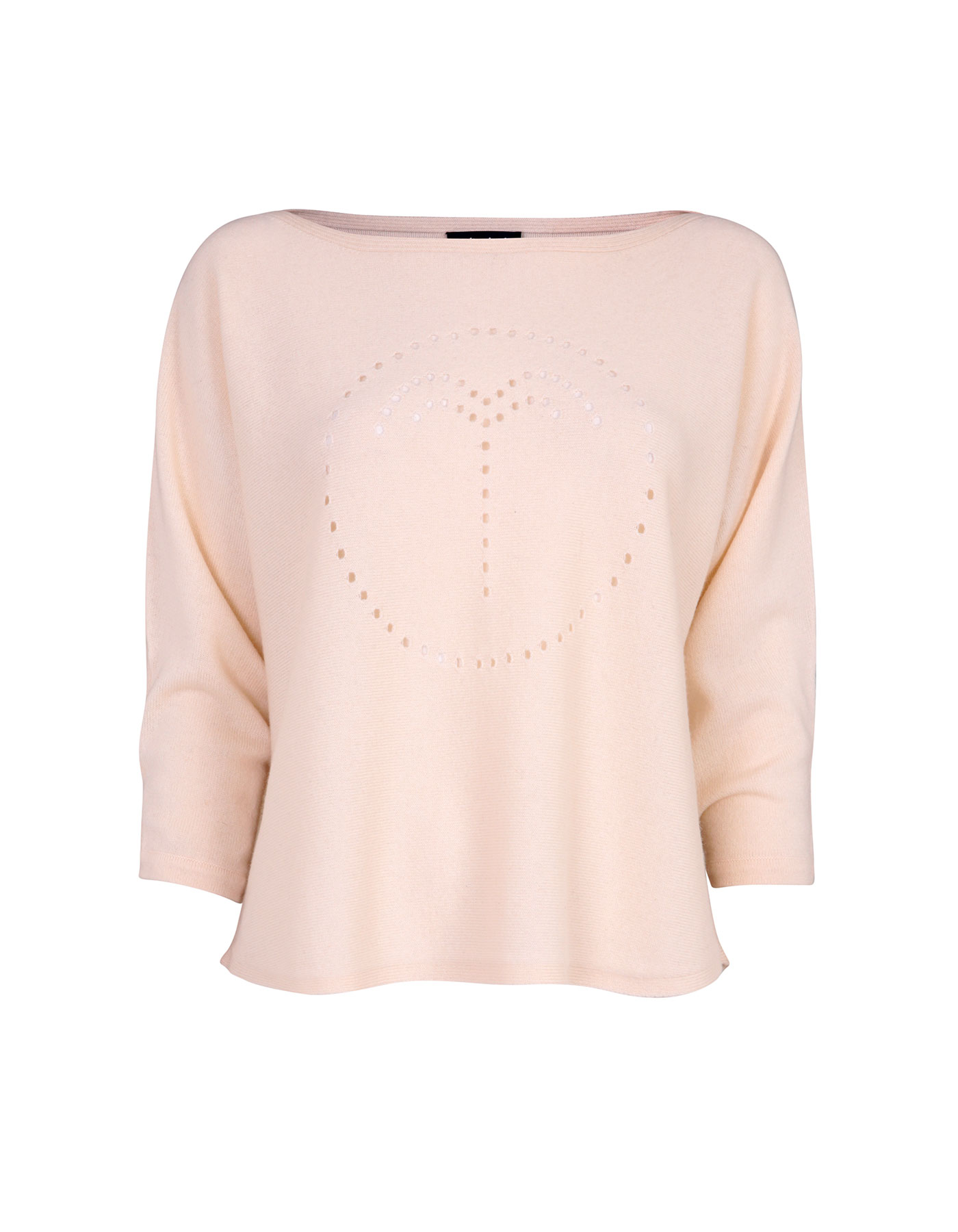 Image of a cashmere palm jumper in cream, part of the malin darlin designer cashmere collection, on a white background.