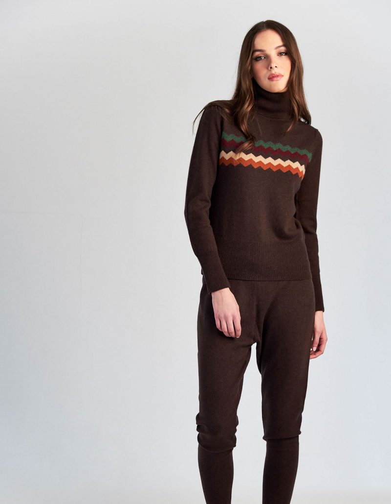 malin darlin Zigzag chocolate cashmere jumper.
