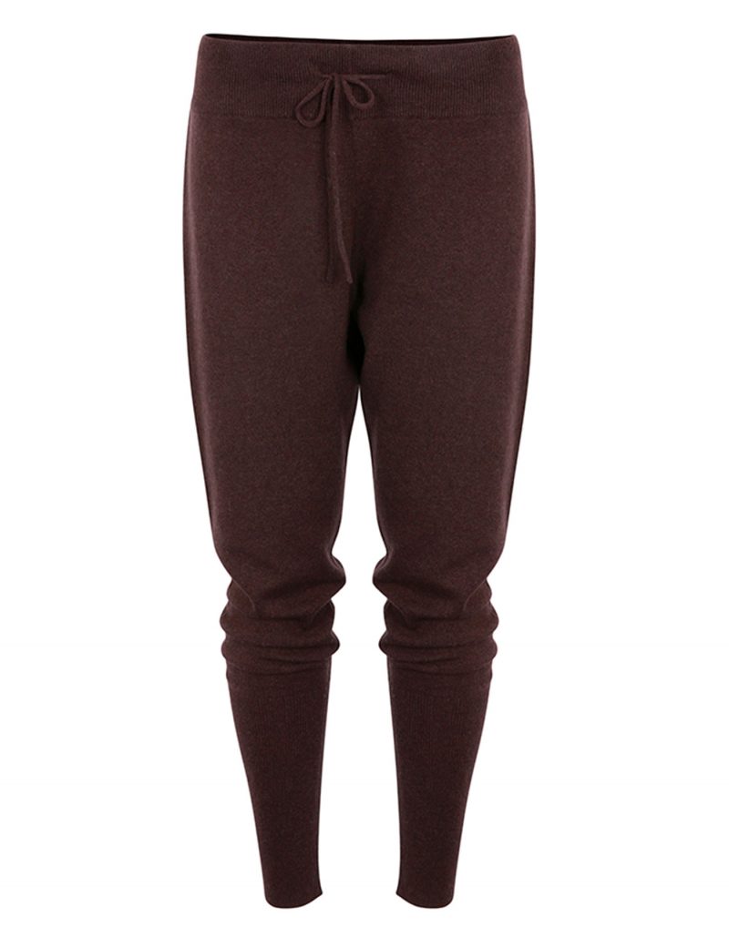 Malin darlin designer womens cashmere sweatpants laid flat on a white background.