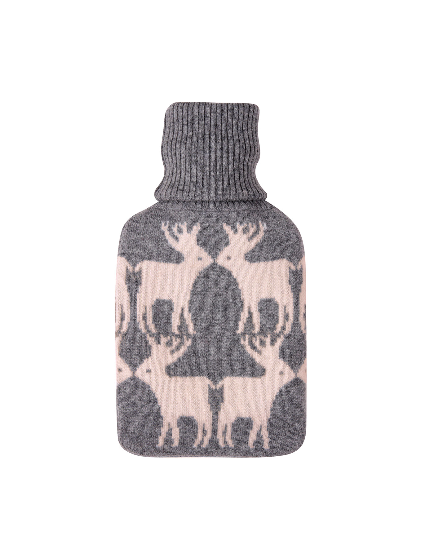 Malin darlin cashmere hot water bottle, laid flat on a white background.