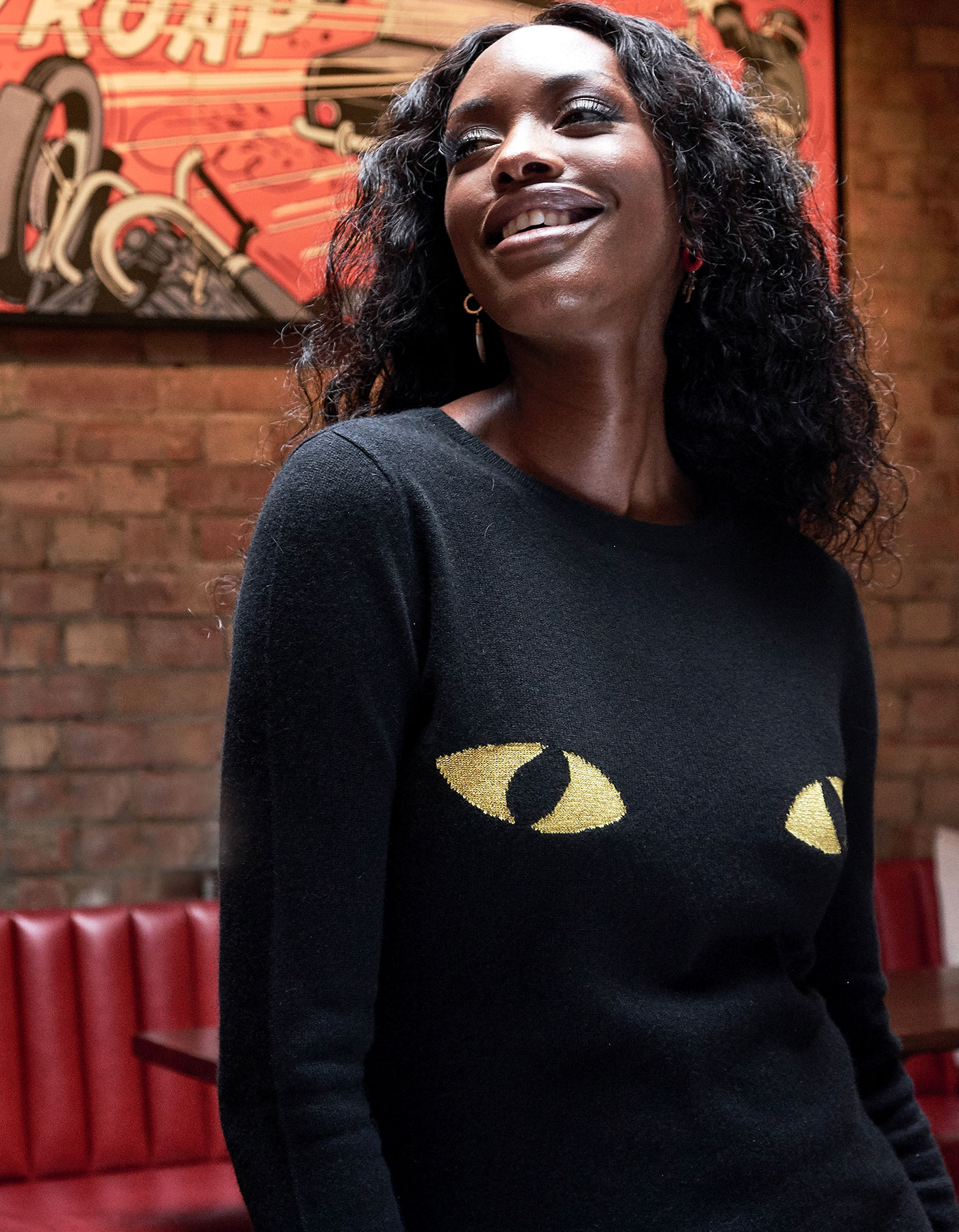 malin darlin cat eyes cashmere jumper.